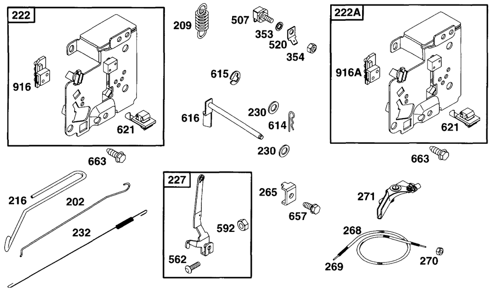 Controls Diagram and Parts List for 256702-4002-XX  Briggs and Stratton Engine